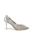 Main View - Click To Enlarge - MANOLO BLAHNIK - 'Nadira 90' strass embellished lace pumps