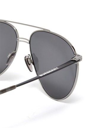 Detail View - Click To Enlarge - BURBERRY - Double bridge metal frame aviator sunglasses