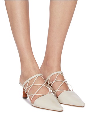 Figure View - Click To Enlarge - REJINA PYO - 'Lisa' wooden heel strappy leather mules