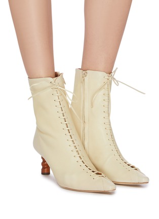 Figure View - Click To Enlarge - REJINA PYO - 'Simone' wooden heel lace-up leather ankle boots