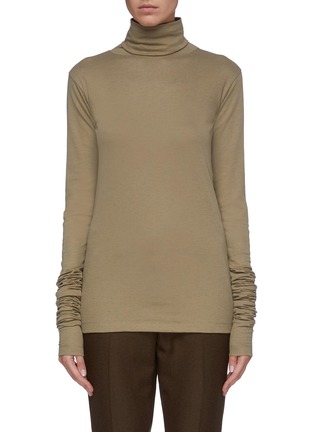 Main View - Click To Enlarge - LEMAIRE - Extra long sleeve cotton-wool turtleneck top