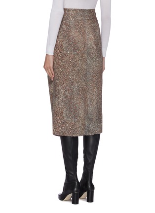 Back View - Click To Enlarge - LEMAIRE - Belted stone print silk-wool paperbag skirt