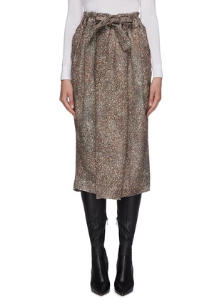 Main View - Click To Enlarge - LEMAIRE - Belted stone print silk-wool paperbag skirt