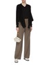 Figure View - Click To Enlarge - LEMAIRE - Cardigan panel Merino wool-dralon® V-neck sweater