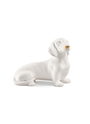 Main View - Click To Enlarge - AVERY - Ceramic Dachshund large sculpture – White Gold