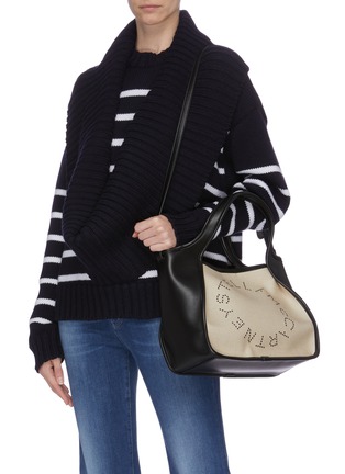 Front View - Click To Enlarge - STELLA MCCARTNEY - Logo embroidered canvas tote bag
