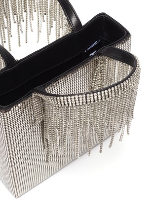 Detail View - Click To Enlarge - KARA - Glass crystal fringe handle chainmail tote