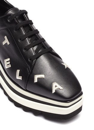Detail View - Click To Enlarge - STELLA MCCARTNEY - 'Flat Elyse' alphabet embroidered faux leather platform Derbies