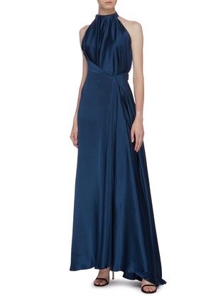 Figure View - Click To Enlarge - BIANCA SPENDER - Buckle side silk satin sleeveless gown