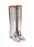 Detail View - Click To Enlarge - PARIS TEXAS - Mirror croc embossed leather knee high boots