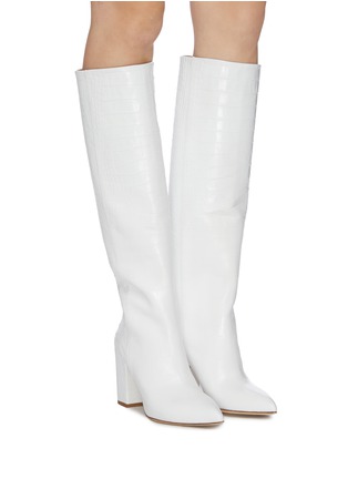 Figure View - Click To Enlarge - PARIS TEXAS - Croc embossed leather knee high boots