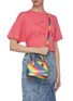 Front View - Click To Enlarge - BALENCIAGA - 'Ville XXS AJ' logo print rainbow stripe leather top handle bag