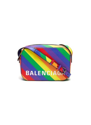 Main View - Click To Enlarge - BALENCIAGA - 'Ville Camera XS' logo print rainbow stripe leather crossbody bag