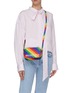 Figure View - Click To Enlarge - BALENCIAGA - 'Ville Camera XS' logo print rainbow stripe leather crossbody bag