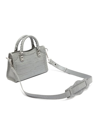 Detail View - Click To Enlarge - BALENCIAGA - 'Classic City' mini croc embossed leather shoulder bag