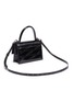 Detail View - Click To Enlarge - BALENCIAGA - 'Sharp XS' logo embossed patent leather shoulder bag