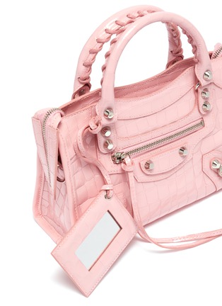 Detail View - Click To Enlarge - BALENCIAGA - 'Classic City' croc-embossed mini leather shoulder bag
