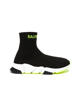 Main View - Click To Enlarge - BALENCIAGA - 'Speed' logo cuff knit slip-on sneakers