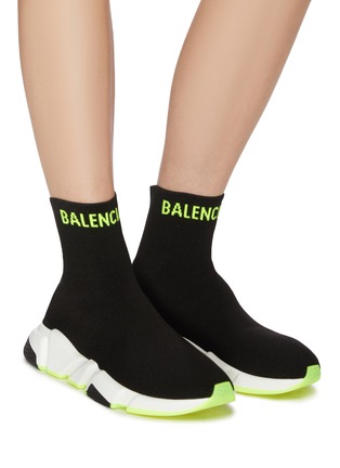 Figure View - Click To Enlarge - BALENCIAGA - 'Speed' logo cuff knit slip-on sneakers