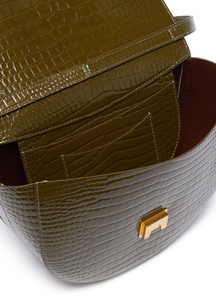 Detail View - Click To Enlarge - WANDLER - 'Billy' croc embossed leather saddle crossbody bag