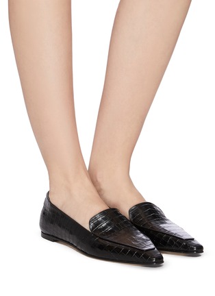 Figure View - Click To Enlarge - AEYDE - 'Aurora' croc embossed leather loafers