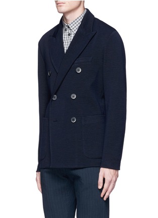 Front View - Click To Enlarge - BARENA - 'Mosto Rino' double breasted jersey soft blazer