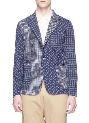 Main View - Click To Enlarge - BARENA - 'Torceo Tiole' dot houndstooth patchwork knit soft blazer