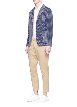 Figure View - Click To Enlarge - BARENA - 'Torceo Tiole' dot houndstooth patchwork knit soft blazer