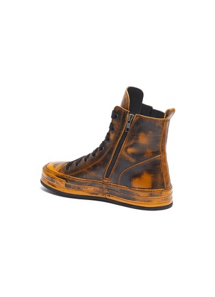  - ANN DEMEULEMEESTER - Distressed leather high top sneakers