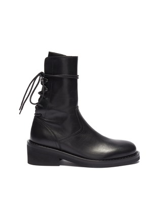 Main View - Click To Enlarge - ANN DEMEULEMEESTER - Lace-up back panelled leather ankle boots