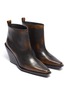 Detail View - Click To Enlarge - ANN DEMEULEMEESTER - Distressed leather wedge ankle boots