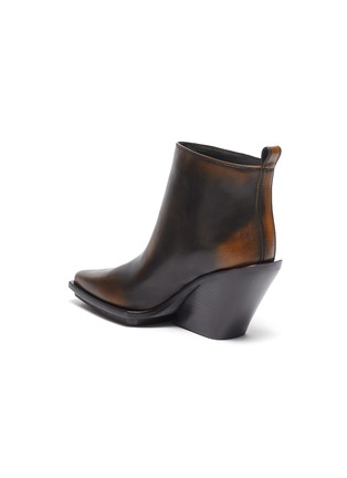  - ANN DEMEULEMEESTER - Distressed leather wedge ankle boots