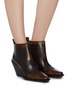 Figure View - Click To Enlarge - ANN DEMEULEMEESTER - Distressed leather wedge ankle boots