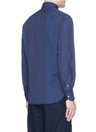 Back View - Click To Enlarge - EIDOS - Stripe slub cotton-silk shirt