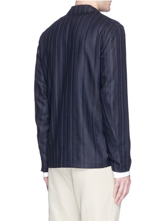 Back View - Click To Enlarge - EIDOS - Stripe silk-linen-wool soft blazer