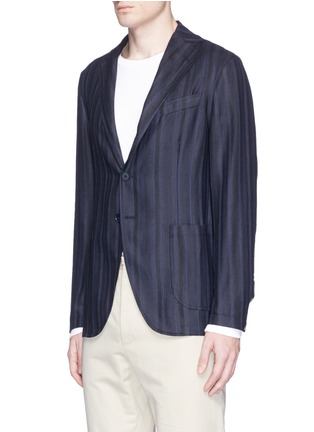 Front View - Click To Enlarge - EIDOS - Stripe silk-linen-wool soft blazer