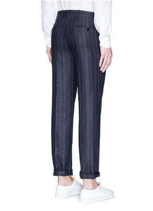 Back View - Click To Enlarge - EIDOS - Stripe silk-linen-wool pants