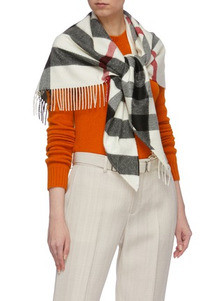 Figure View - Click To Enlarge - BURBERRY - Half Mega check cashmere bandana scarf