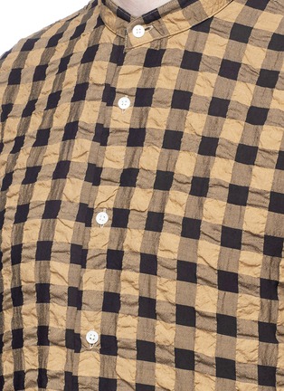 Detail View - Click To Enlarge - CAMOSHITA - Check plaid Mandarin collar seersucker shirt