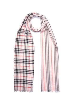 Main View - Click To Enlarge - BURBERRY - Icon stripe Vintage check wool-silk gauze scarf