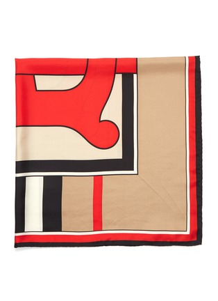 Detail View - Click To Enlarge - BURBERRY - Monogram Icon stripe print silk twill scarf
