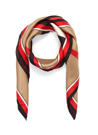 Main View - Click To Enlarge - BURBERRY - Monogram Icon stripe print silk twill scarf