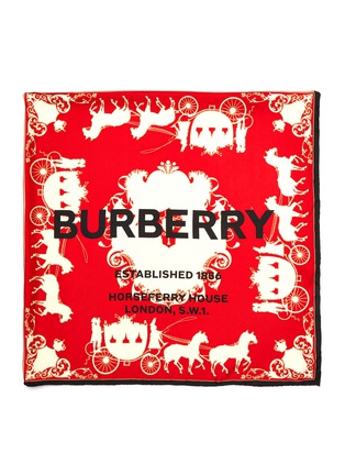 Detail View - Click To Enlarge - BURBERRY - Logo archive colourblock carriage graphic print silk scarf