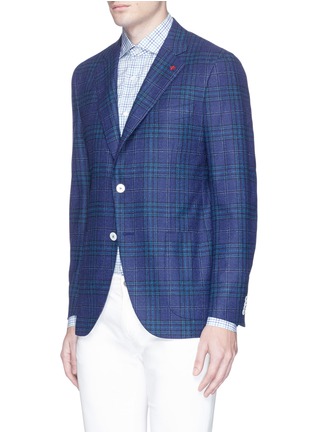 Front View - Click To Enlarge - ISAIA - 'Sailor' check plaid wool-silk bouclé blazer