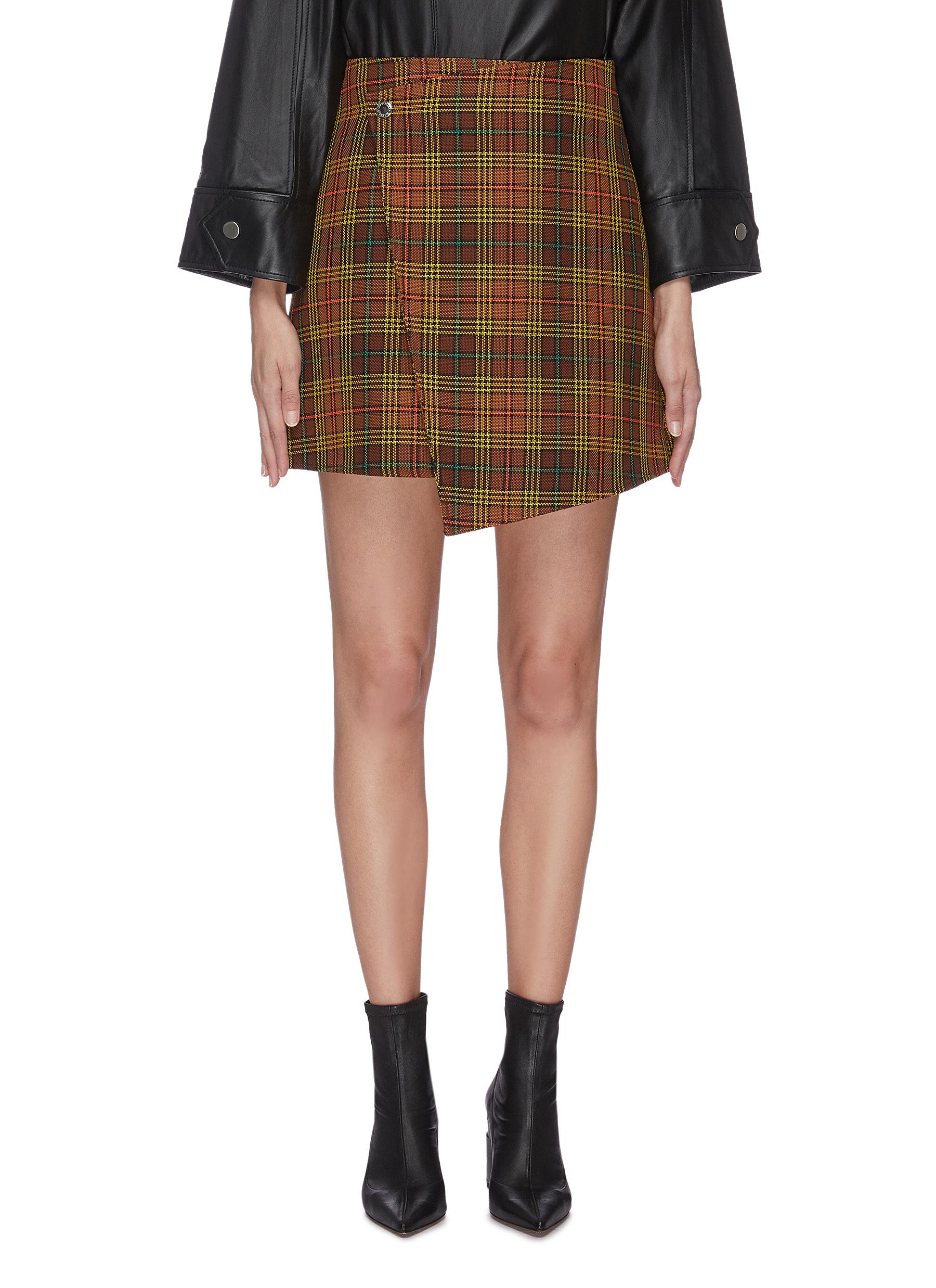 plaid wrap mini skirt