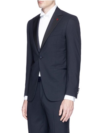Detail View - Click To Enlarge - ISAIA - 'Gregory' repp trim wool tuxedo suit