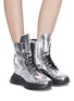 Figure View - Click To Enlarge - PHILOSOPHY DI LORENZO SERAFINI - Mirror faux leather combat boots