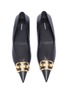 Detail View - Click To Enlarge - BALENCIAGA - 'Knife' logo plaque leather flats