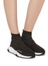 Figure View - Click To Enlarge - BALENCIAGA - 'Speed' metallic knit slip-on sneakers
