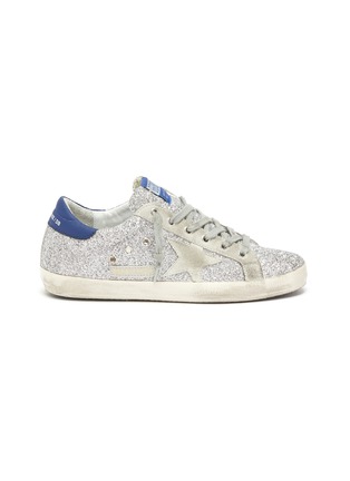 Main View - Click To Enlarge - GOLDEN GOOSE - 'Superstar' suede panel glitter sneakers